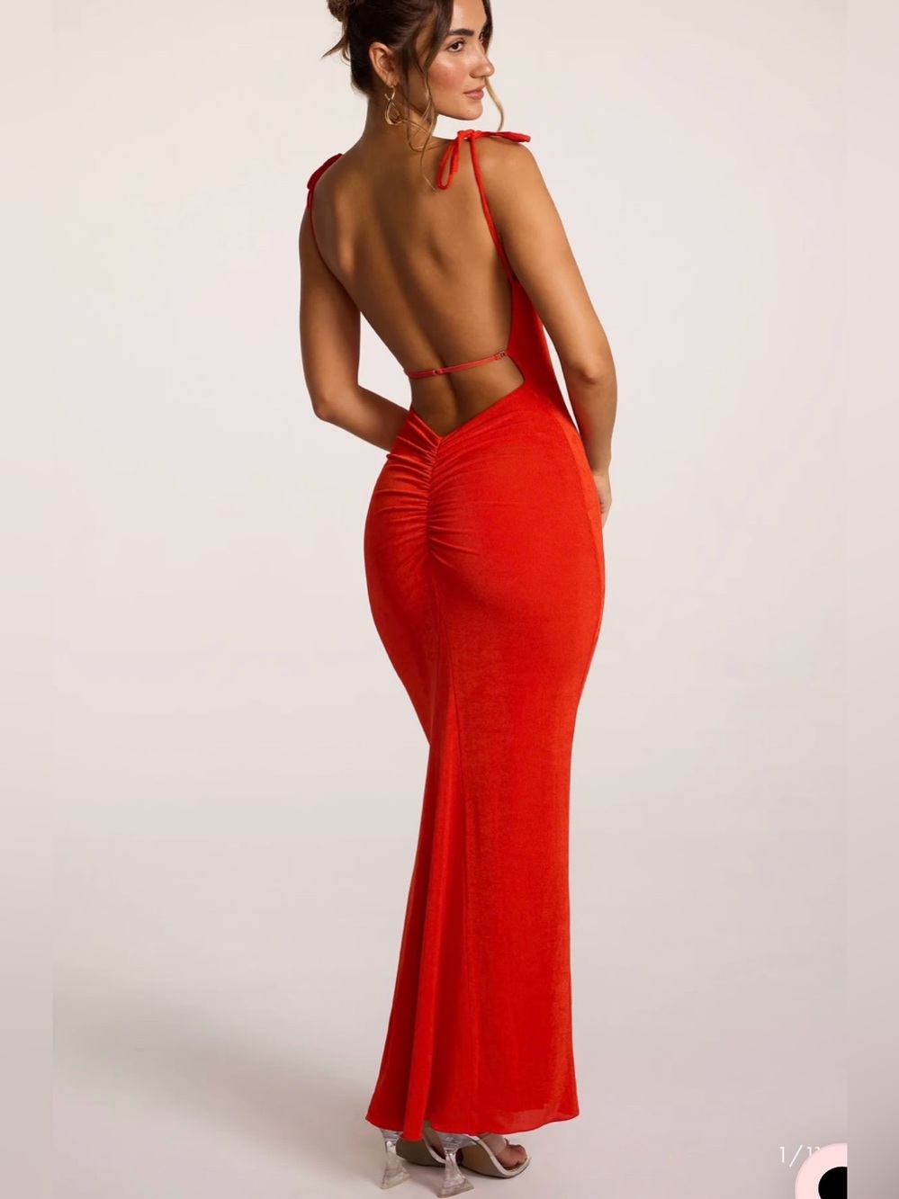 NWT Oh Polly Noelia Textured Jersey Open Back Maxi Dress Fiery Red Sz 4